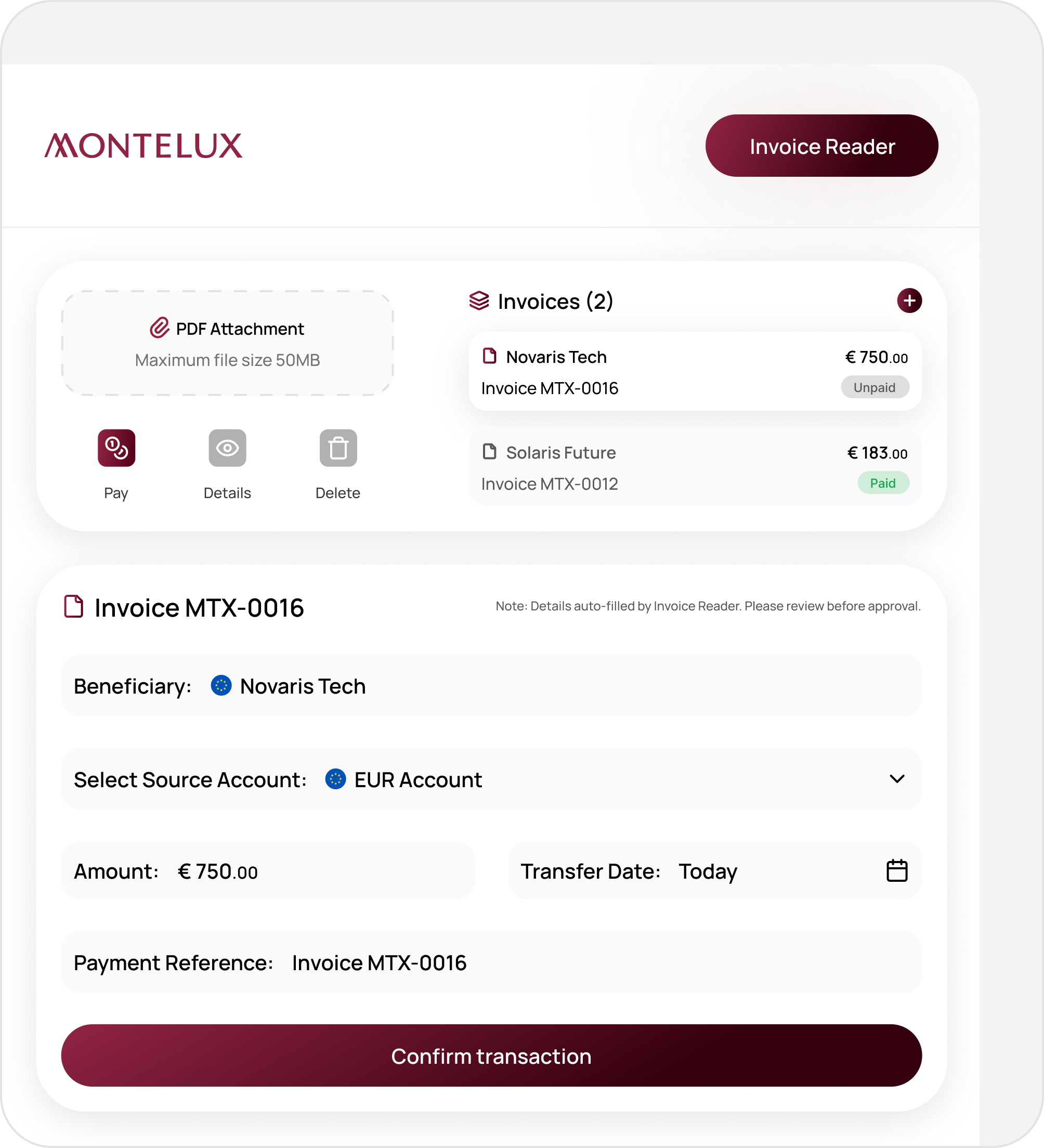 Invoice Reader Feature
